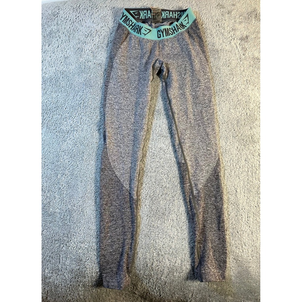 Gymshark Dry Capri cropped leggings gray teal elastic band athletic womens S
